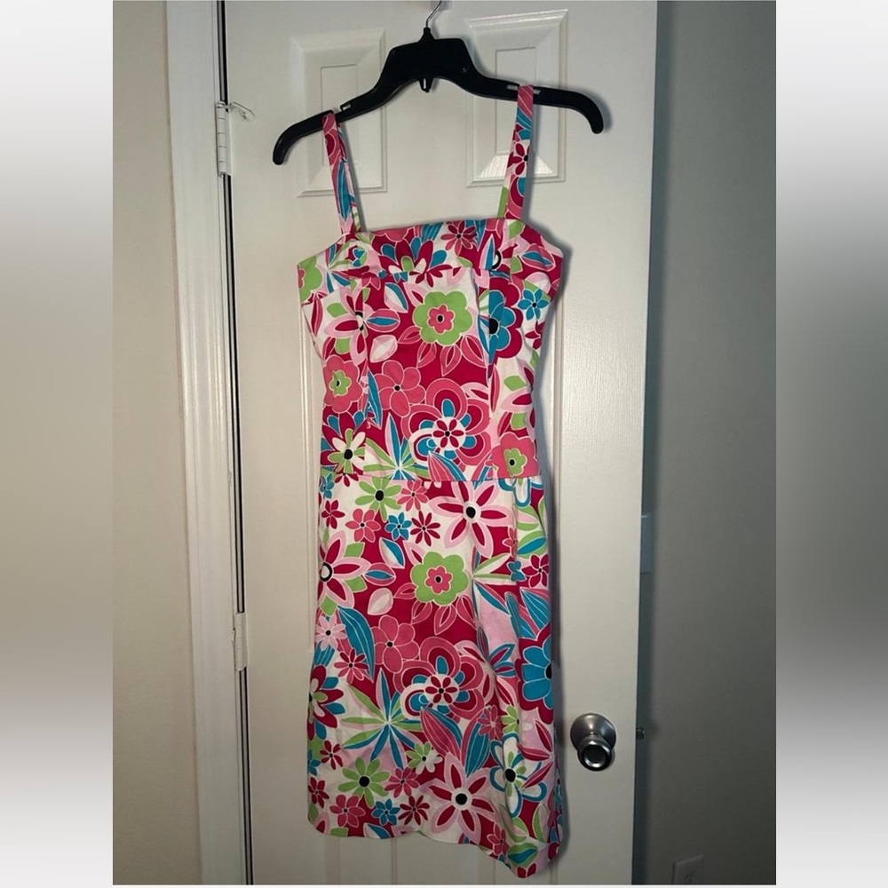 ANTONIO MELANI Pink and Green Floral Mini Dress